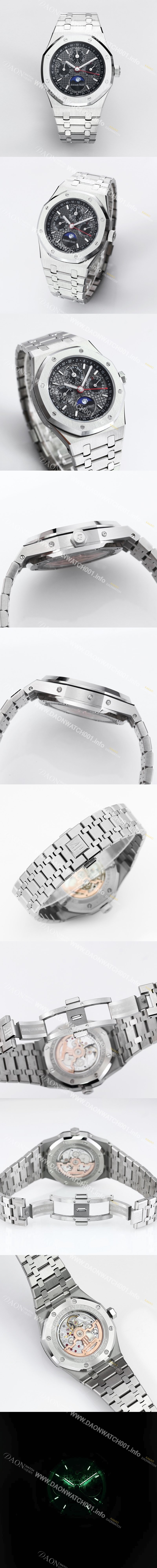 오데마피게 남성용 로얄오크 26574 퍼페츄얼 캘린더 문페이즈 41mm 다크 그레이 다이얼 신형 5134 오토매틱 무브먼트 AUD4206 Ⅳ