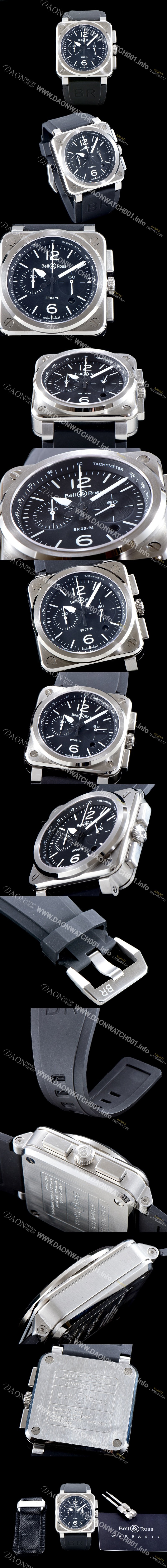 벨엔로즈 남성용 인스트루먼트 BR 03-94 STEEL 크로노그래프-스틸42mm 블랙 다이얼 오토매틱 무브먼트 BEL4250 Ⅳ