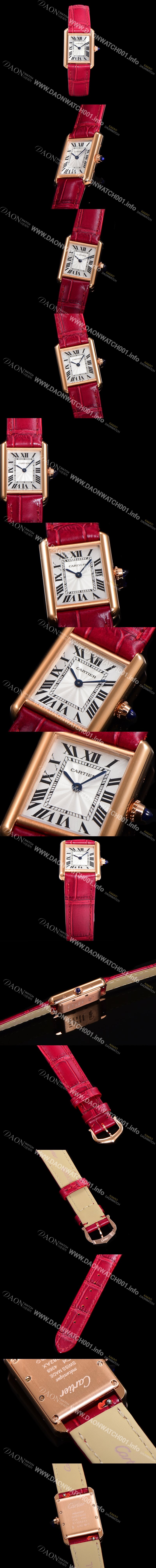 까르띠에 여성용 탱크 WGTA0010 쥬얼 18K 로즈골드 화이트 실버 썬더스트 다이얼 쿼츠 무브먼트 car69352 Ⅳ
