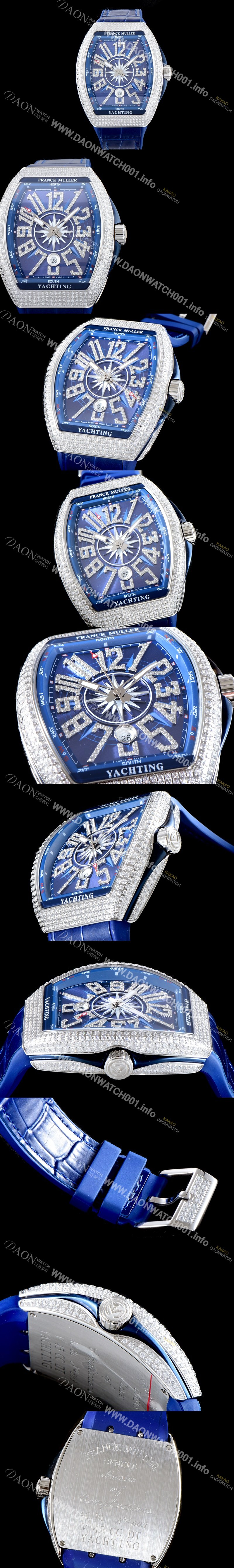 프랭크 뮬러 남성용 마스터 컴플리케이션 V45 SC DT YACHTING 5N 뱅가드 요팅!! 일본산 최상급 퀄리티의 쥬얼셋팅 케이스 블루 다이얼 스위스 ETA 2824-A2오토매틱 FRA0400 Ⅳ