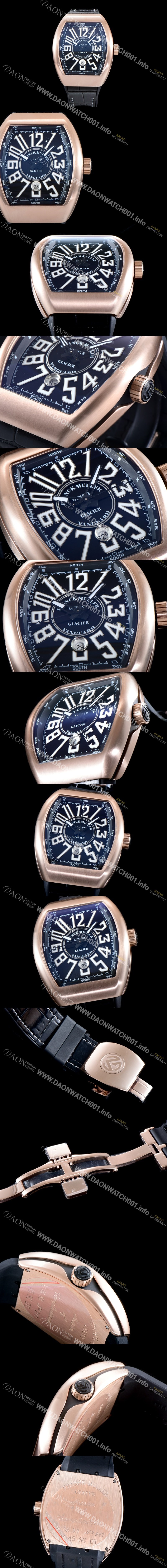 프랭크 뮬러 남성용 마스터 컴플리케이션 V45 SC DT YACHTING 5N 뱅가드 요팅!! 고급스러운 18K로즈골드 케이스 블랙 다이얼 스위스 ETA 2824-A2오토매틱 FRA0453 Ⅳ