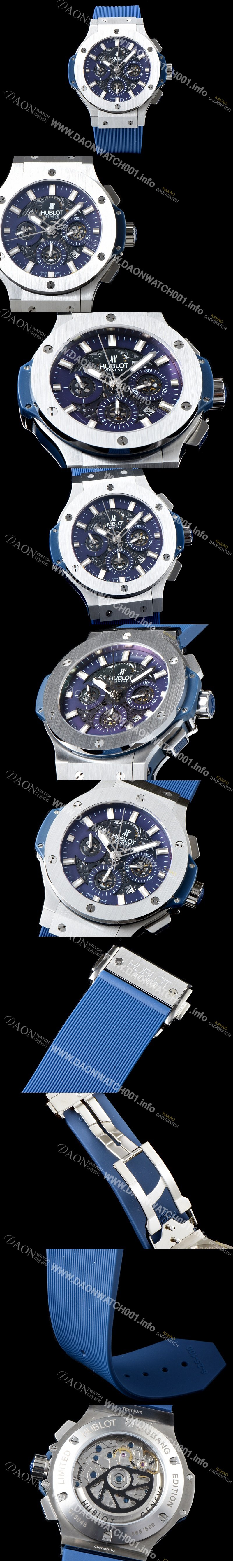 휴블렛 남성용 New pgrade!!빅뱅 311.SX.1170.GR 크로노그래프 44MM 블루&스켈레톤 다이얼 수정형 ETA 7750 오토매틱 무브먼트 HUB0230 Ⅳ