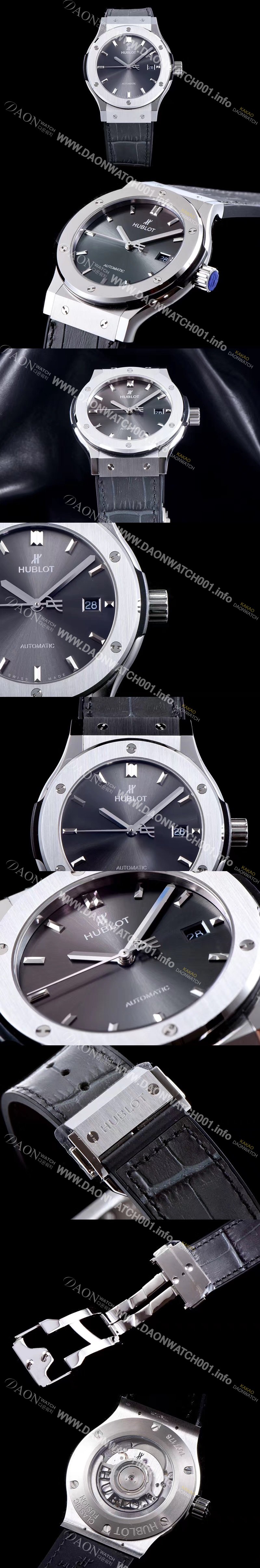 휴블렛 남성용 NEW 클레식 퓨전 565.NX.7071.LR 논그로노형 33MM 그레이 다이얼 오토매틱 무브먼트 HUB0200 Ⅳ