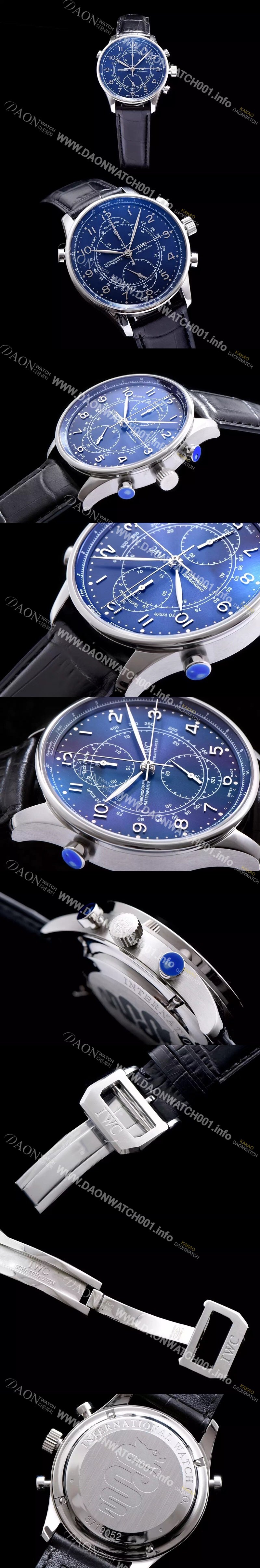 아이더블유씨 남성용 포루투기즈 크로노그래프 블루 다이얼 오토매틱 무브먼트 IWC0205 Ⅳ