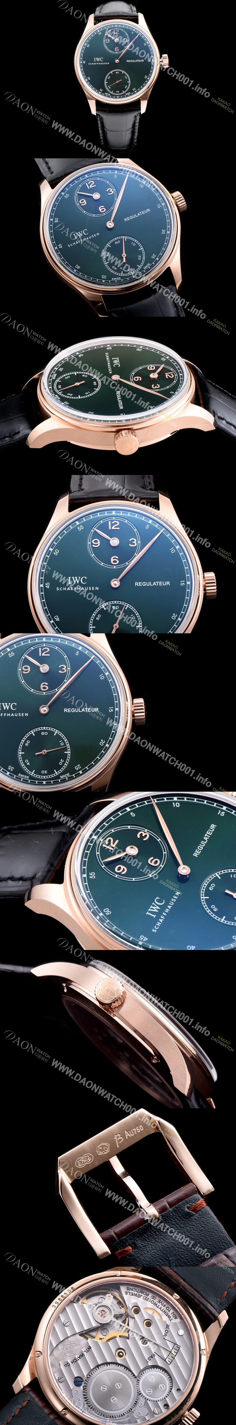 아이더블유씨 남성용 포르투기즈 IW544402모델 18k 로즈골드 그린 다이얼 IWC0101 Ⅳ