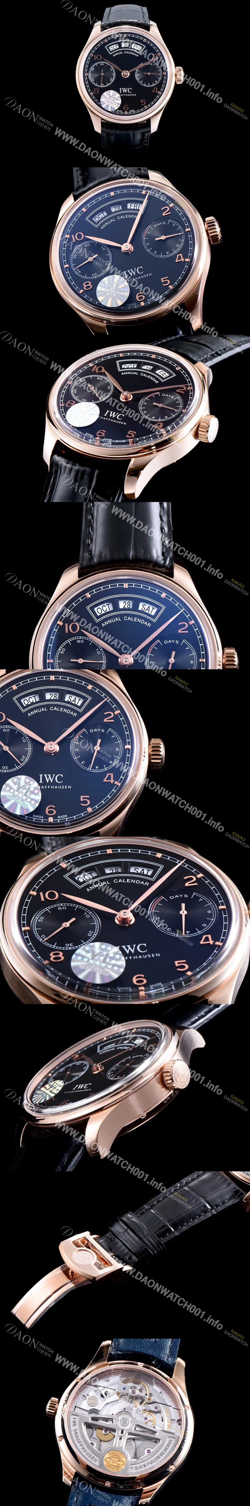 아이더블유씨 남성용 포르투기즈 애뉴얼 캘런더 로즈골드 IW503504 블랙 다이얼 IWC0200 Ⅳ