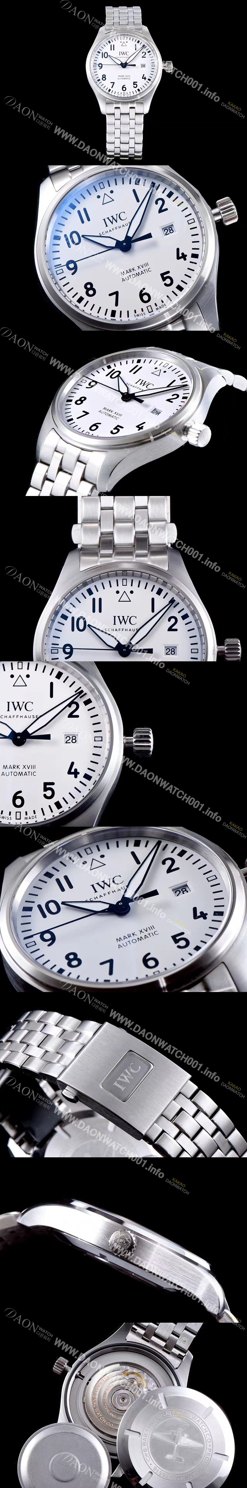 아이더블유씨 남성용 파일럿 마크18 IW327002 스틸 40mm 화이트 다이얼 스틸 브레이슬릿 iwc4072 Ⅳ