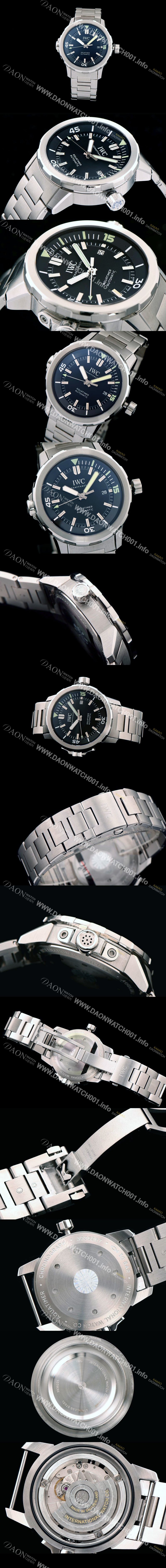 아이더블유씨 남성용 아쿠아타이머 IWC329002 오토매틱 블랙 다이얼 V6사 1:1 베스트 에디션 스틸 브레이슬릿 Miyota 9015 IWC0220 Ⅳ