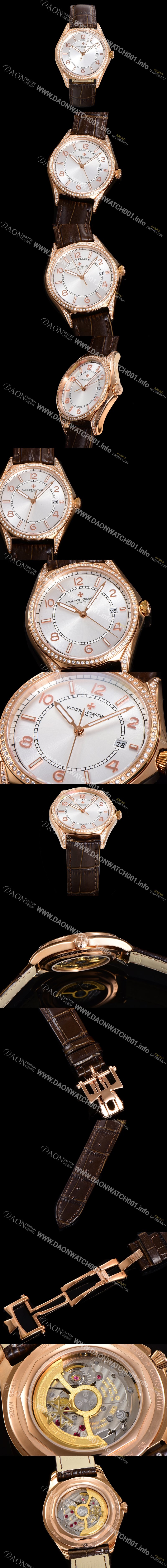 바쉐론 콘스탄틴 남성용 피프티식스 Ref.4600E 오토매틱 1326 타입 18K 로즈골드 40mm 보석/큐빅 가죽줄 실버 다이얼 vac1149 Ⅳ