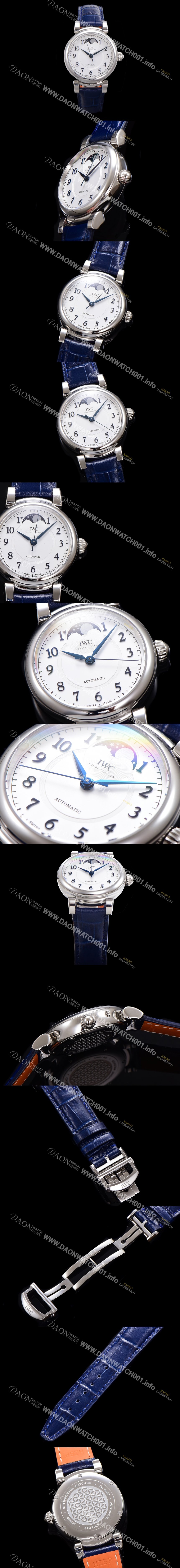 아이더블유씨여성용 다빈치 IW459306 오토매틱 문페이즈 36mm 18K 로조골드 다이아몬드베젤가죽줄 화이트다이얼 iwc81539 Ⅳ