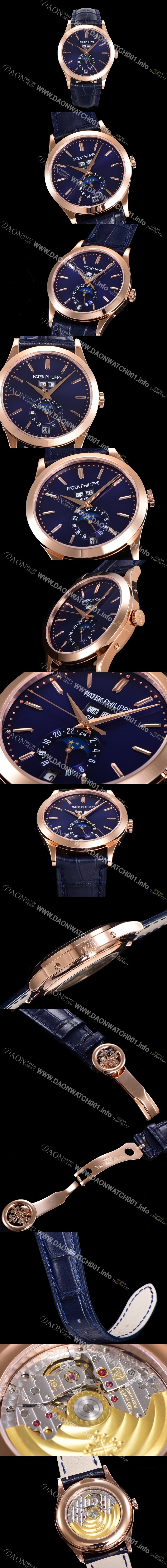 파텍필립 남성용 컴플리케이션 5396R-014 에뉴얼 캘린더 39MM UP!! 데이-데이트 문페이즈 18K 로즈골드 케이스 네이비 다이얼 Cal.324 S C 오토매틱 무브먼트 PAT0150 Ⅳ