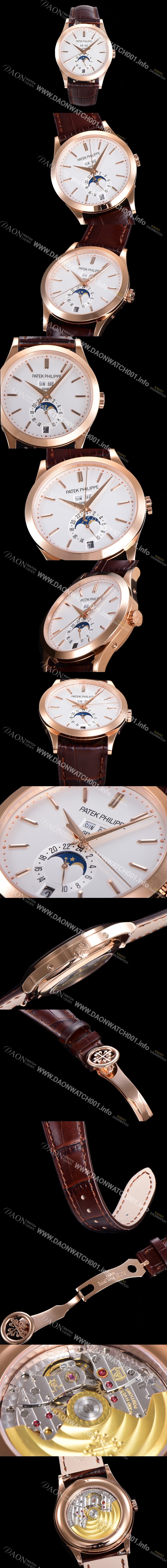 파텍필립 남성용 컴플리케이션 5396R 에뉴얼 캘린더 39MM UP!! 데이-데이트 문페이즈 18K 로즈골드 케이스 화이트 다이얼 Cal.324 S C 오토매틱 무브먼트 PAT0155 Ⅳ