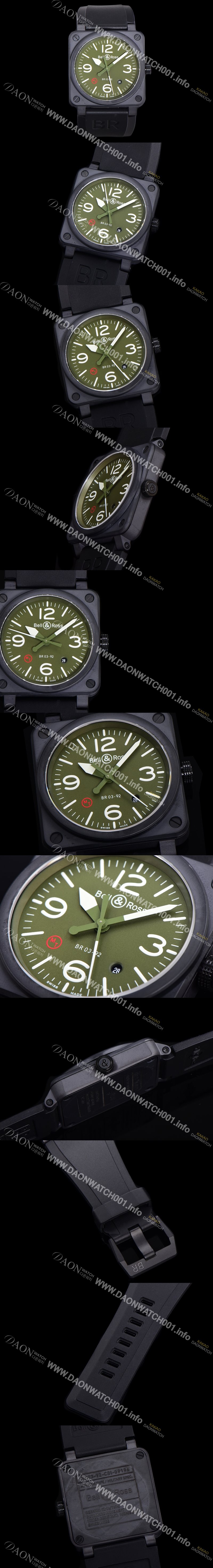 벨엔로즈 남성용 BR03-92 다이버 세라믹 오토매틱 9015 타입 42mm 우레탄줄 그린 다이얼 bel80298 Ⅳ