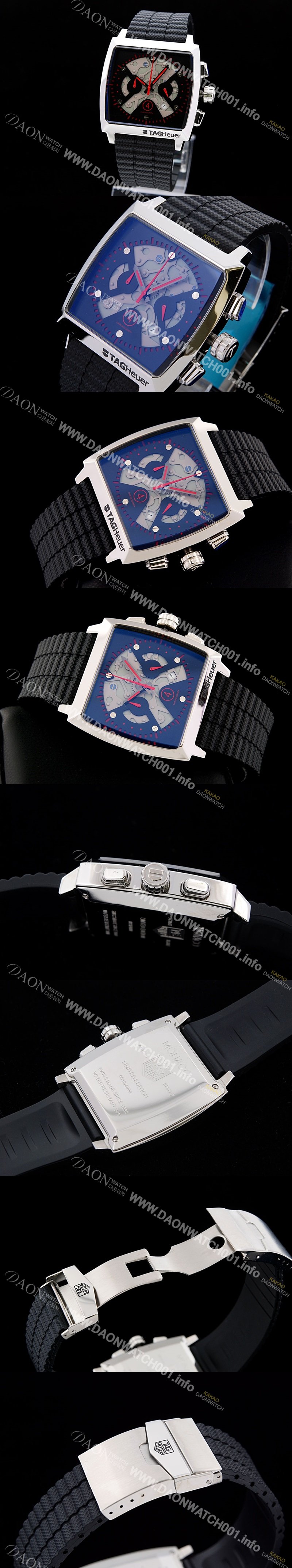 태그호이어 남성용 모나코 스위스 쿼츠 블랙 다이얼 44mm TAG4212 Ⅳ
