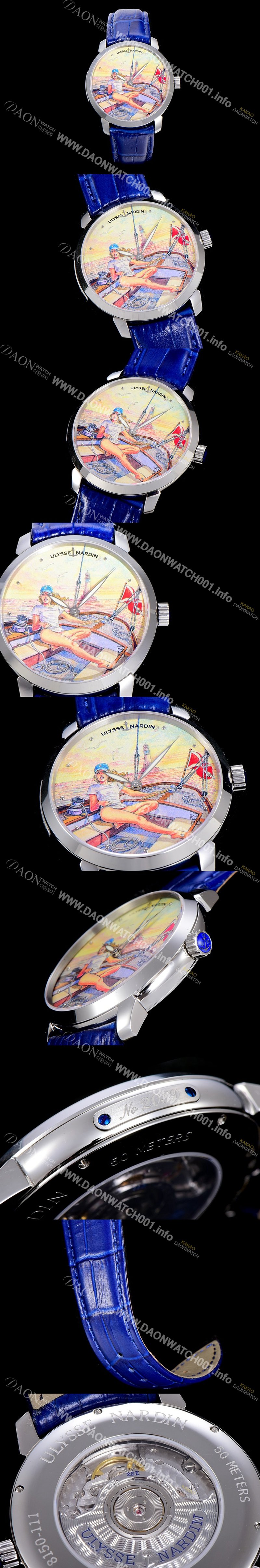 율리스 나르딘남성용 클라시코 마나라 매뉴팩처 40MM 오토매틱 그림다이얼 ULY63284 Ⅳ