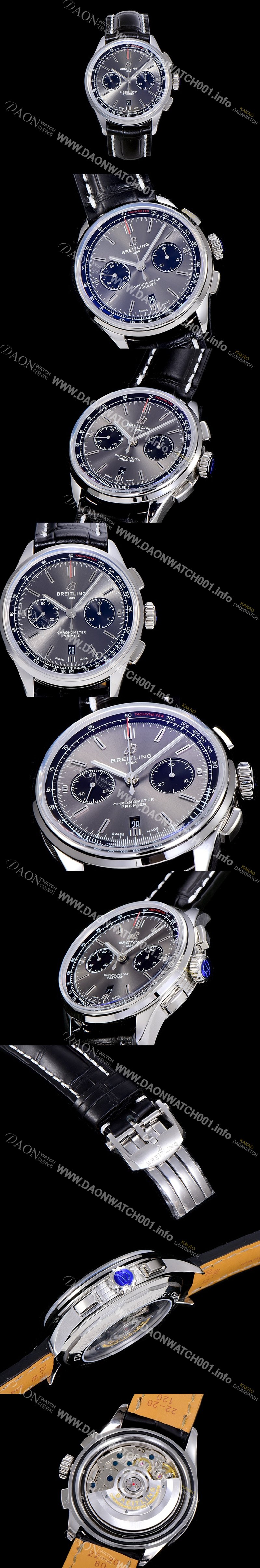 브라이틀링남성용 프리미에르 01 크로노그래프 오토매틱 42mm 그레이다이얼 BRE84593 Ⅳ