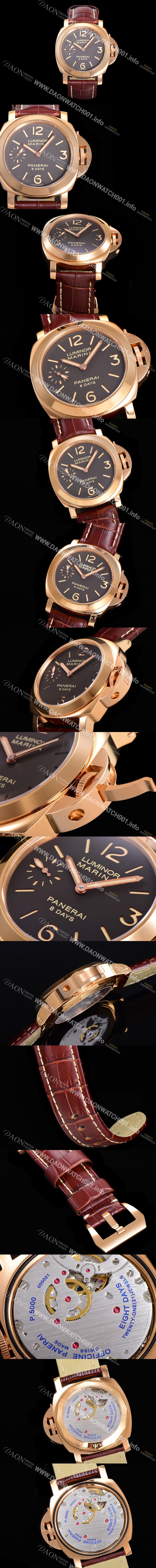 파네라이 남성용 루미노르 PAM00511 마리나 로즈골드 8 Days 브라운다이얼 44mm 수동형 무브먼트 PAN03362 Ⅳ