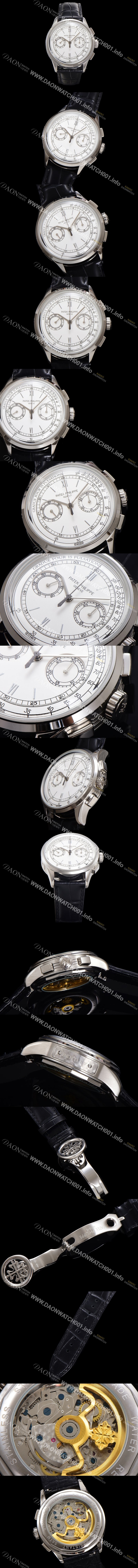 파텍필립 남성용 컴플리케이션 5170G 크로노그래프 오토매틱 7750 타입 39mm 가죽줄 화이트 다이얼 pat2205 Ⅳ