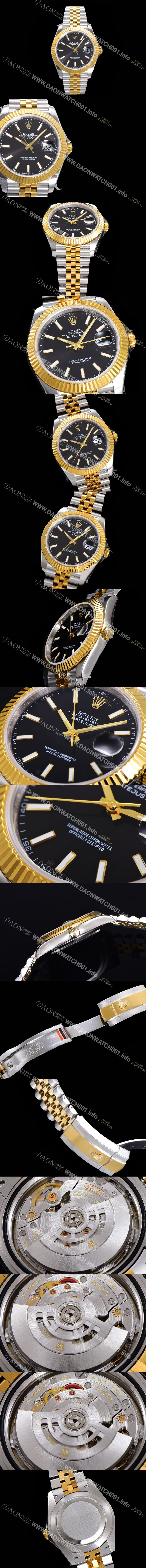 로렉스 남성용 904L스틸!! 2022신형 데이져스트 41mm II 126333 !! 18K 옐로골드 블랙 다이얼 브레이슬릿 신형 Cal.3235 오토매틱 무브먼트 ROL09330 Ⅳ