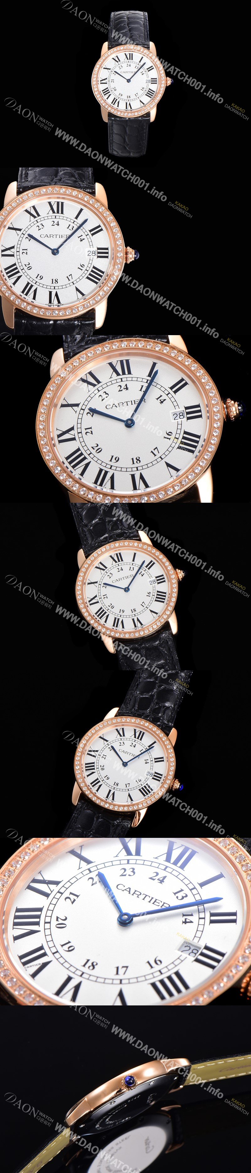 까르띠에 남여공용 롱드 더 솔로 WR000651  쿼츠 므브먼트 36미리 로즈골드 큐빅베젤 악어가죽줄 화이트다이얼 CAR11560 Ⅳ