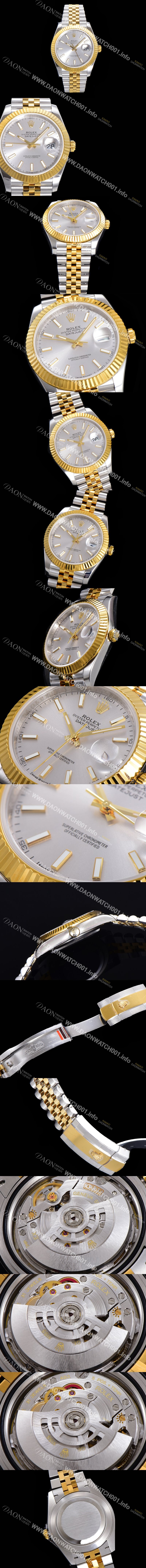 로렉스 남성용 904L스틸!! 2022신형 데이져스트 41mm II 126333 !! 18K 옐로골드 실버 다이얼 브레이슬릿 신형 Cal.3235 오토매틱 무브먼트 ROL09329 Ⅳ