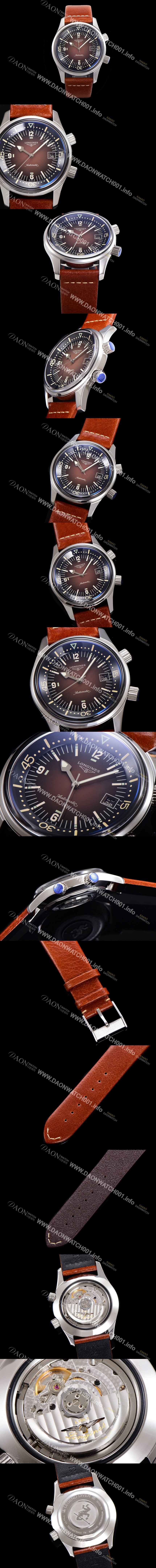 론진 남성용 해리티지 오토매틱 Cal.L888.5 타입 42mm 가죽줄 래드다이얼  lon2915 Ⅳ