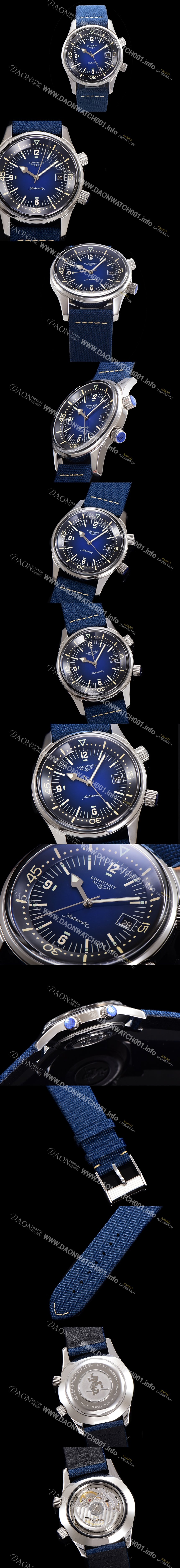 론진 남성용 해리티지 오토매틱 Cal.L888.5 타입 42mm 가죽줄 블루다이얼 lon5199 Ⅳ