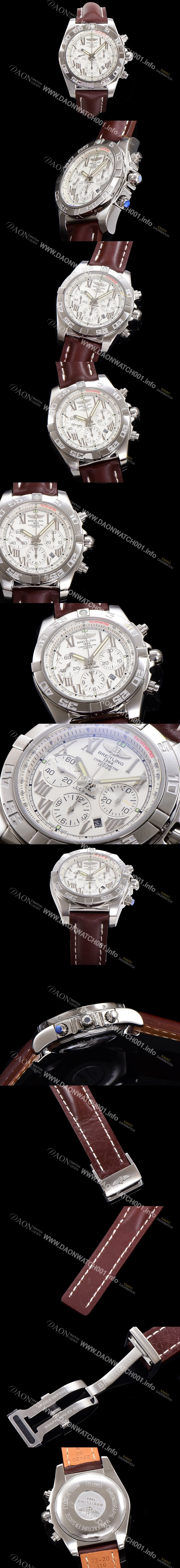 브라이틀링 남성용 윈드라이더 크로노맷 오토매틱 ETA-7750 기계식 44mm 가죽줄 화이트다이얼 bre1259 Ⅳ