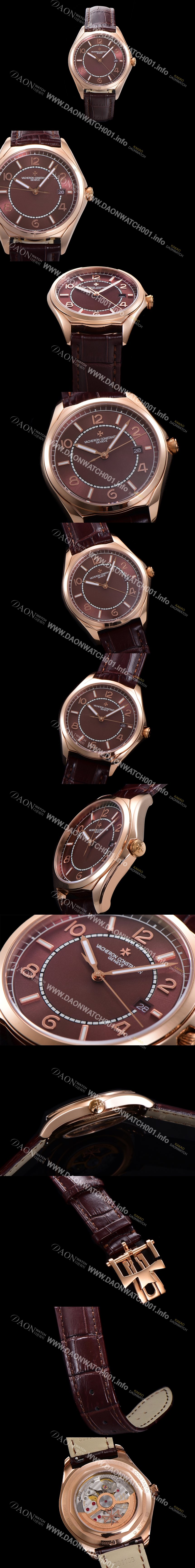 바쉐론 콘스탄틴 남성용 피프티식스 Ref.4600E 오토매틱 1326 타입  40mm 가죽줄 18K 로즈골드 브라운 다이얼  vac1511 Ⅳ