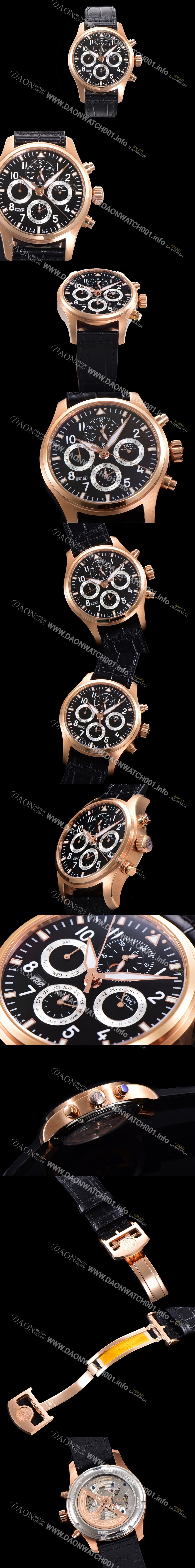 아이더블유씨 남성용 파일럿 41mm 오토매틱 89630 타입 18K 로조골드 가죽줄 블랙다이얼 iwc1291 Ⅳ