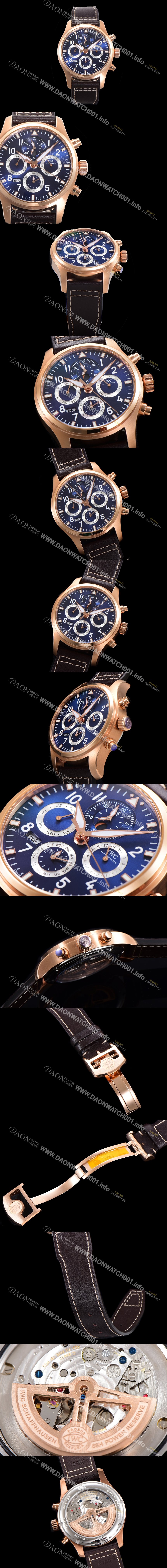 아이더블유씨 남성용 파일럿 41mm 오토매틱 89630 타입 18K 로조골드 가죽줄 블루다이얼 iwc1532 Ⅳ