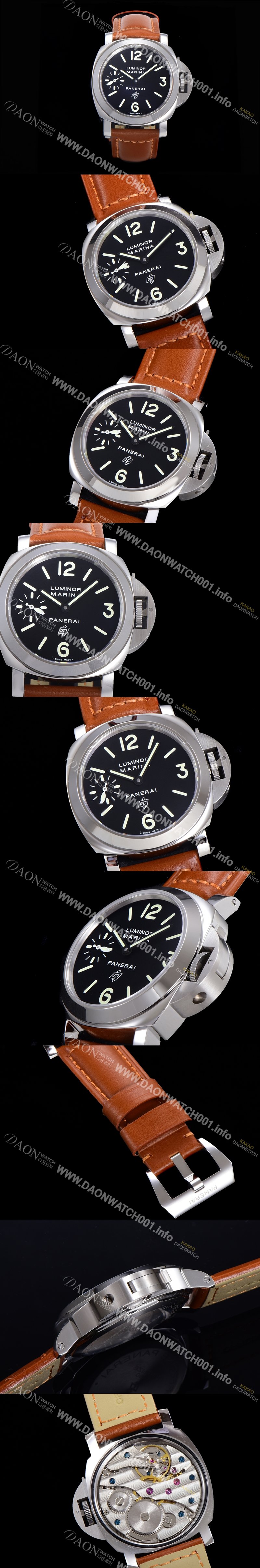 파네라이 남성용 루미노르 PAM00634 오토매틱 6497-2 타입 44mm  로고 블랙다이얼 소가죽 스트랩 pan5193 Ⅳ