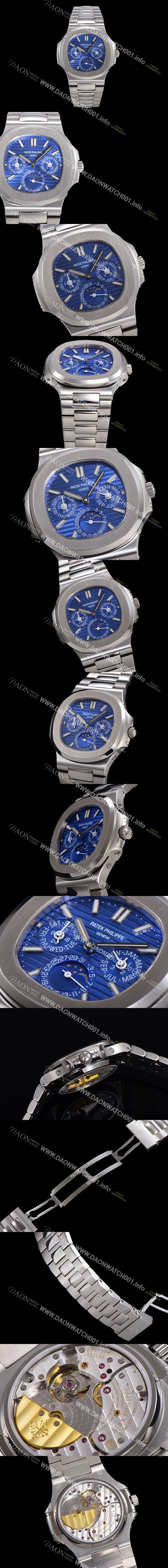 파텍필립 남성용 Ref.5740 노틸러스 문페이즈 오토매틱 Cal.240 Q타입 40mm 메탈줄  블루다이얼 pat3512 Ⅳ