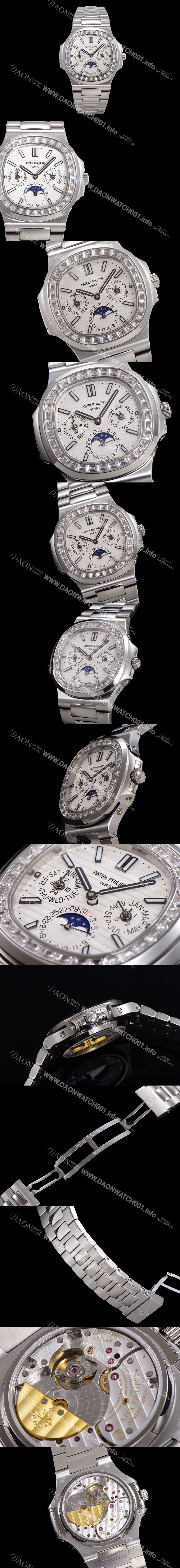 파텍필립 남성용 Ref.5740 노틸러스 문페이즈 오토매틱 Cal.240 Q타입 40mm 다이아몬드/쥬얼 메탈줄  화이트다이얼 pat3921 Ⅳ