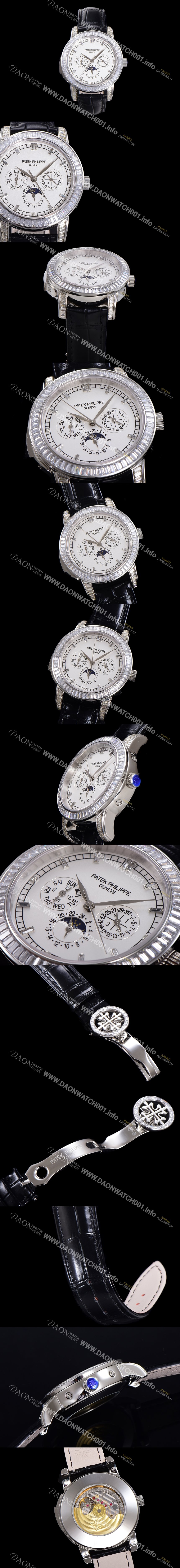 파텍필립 남성용 Ref.5073P 그랜드 컴플리케이션 문페이즈 오토매틱 다이아몬드셋팅 42mm 가죽줄 화이트다이얼 pat2195 Ⅳ