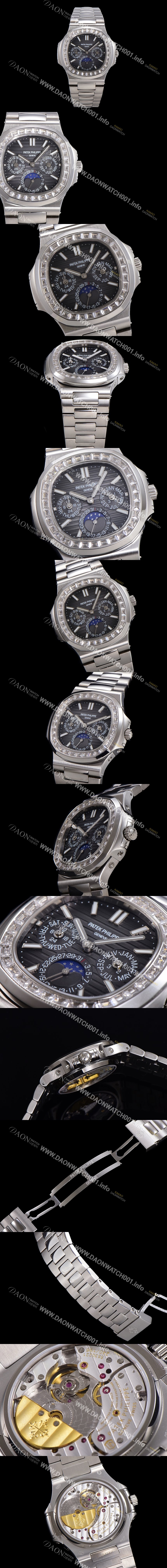 파텍필립 남성용 Ref.5740 노틸러스 문페이즈 오토매틱 Cal.240 Q타입 40mm 다이아몬드/쥬얼 메탈줄  그레이다이얼 pat5912 Ⅳ