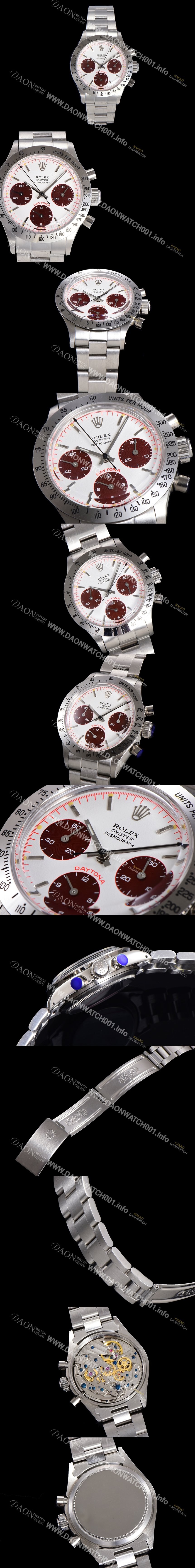 로렉스 남성용 1965년 모델 클래식  코스모그래프 데이토나  Ref.6239 수동감기/기계식 37mm 스크류 다운 푸셔 메탈줄 화이트다이얼 rol2599 Ⅳ