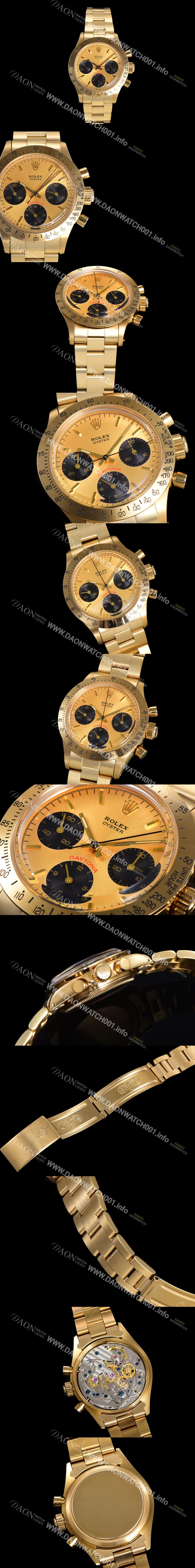 로렉스 남성용 1965년 모델 클래식  코스모그래프 데이토나  Ref.6239 수동감기/기계식 37mm 18K옐루골드 스크류 다운 푸셔 메탈줄 골드다이얼 rol1235 Ⅳ