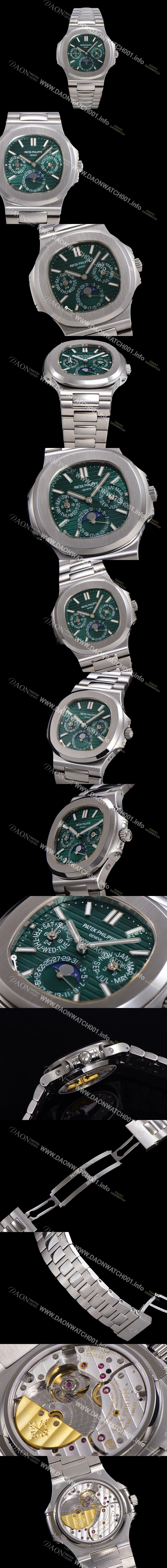 파텍필립 남성용 Ref.5740 노틸러스 문페이즈 오토매틱 Cal.240 Q타입 40mm 메탈줄  그린다이얼 pat9961 Ⅳ