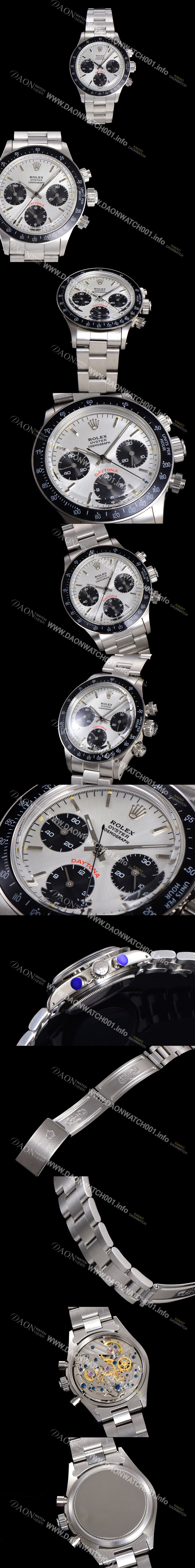로렉스 남성용 1965년 모델 클래식 코스모그래프 데이토나 Ref.6241 수동감기/기계식 37mm 스크류 다운 푸셔 메탈줄 화이트다이얼 rol1193 Ⅳ