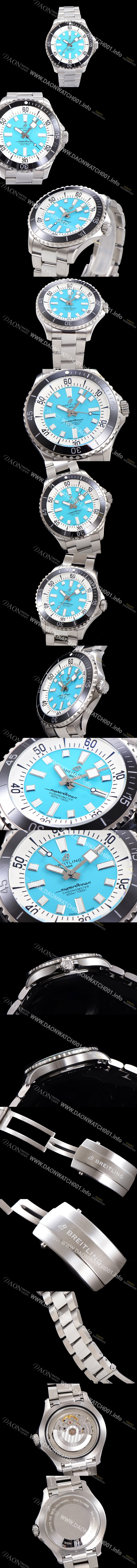 브라이틀링 뉴 다이버워치 남성용 슈퍼오션 44mm 오토매틱 ETA2824-2 타입 크로노미터 메탈줄 세라믹베젤 스카이블루다이얼 bre9686 Ⅳ