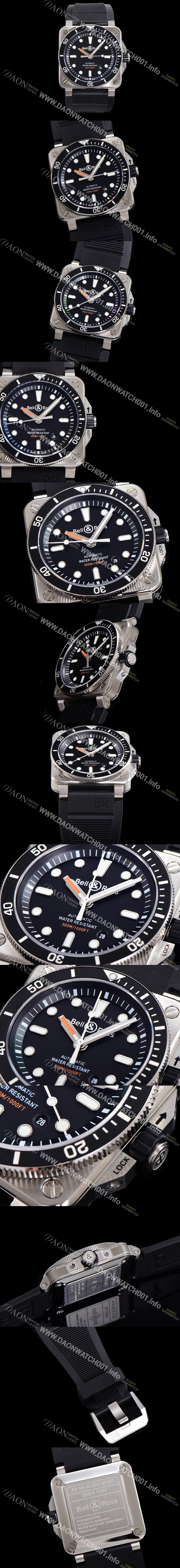 벨엔로즈 남성용 BR03-92 다이버 스틸 오토매틱 ETA2836-2 타입 42mm 우레탄줄 블랙다이얼 bel70847 Ⅳ