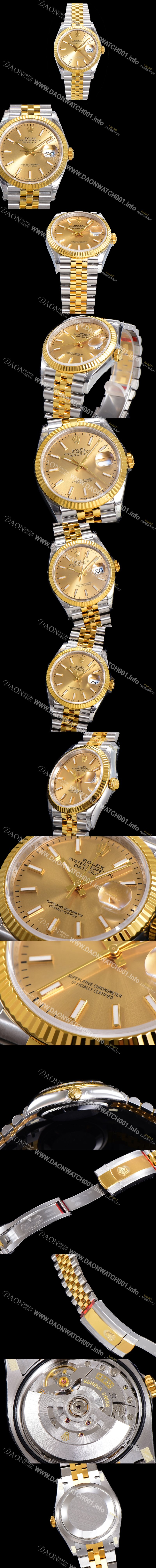 로렉스 남성용 904L스틸!! 2023신형 데이져스트 36mm II m126233-0015 !! 18K 옐로골드 골드다이얼 브레이슬릿 신형 Cal.3235 오토매틱 무브먼트 ROL29323 Ⅳ