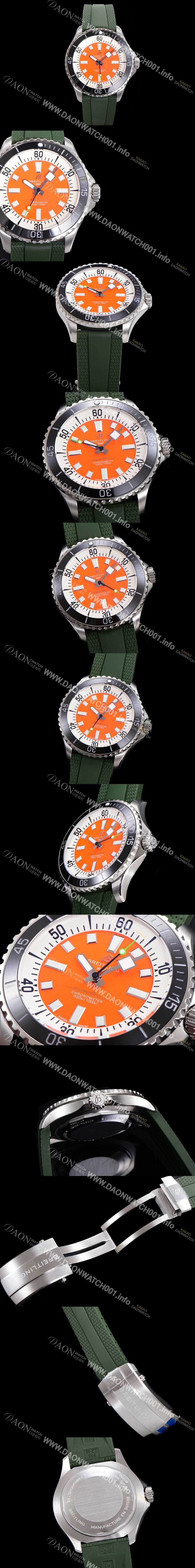 브라이틀링 뉴 다이버워치 남성용 슈퍼오션 44mm 오토매틱 ETA2824-2 타입 크로노미터 우레탄줄 세라믹베젤 래드다이얼 bre82904 Ⅳ