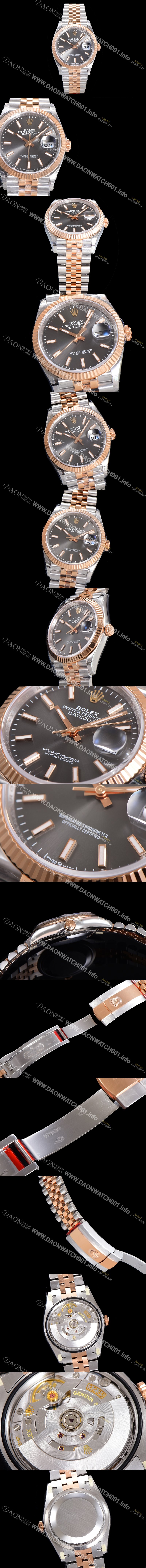 로렉스 남성용 904L스틸!! 2023신형 데이져스트 36mm II m126231 !! 로즈골드 그레이 다이얼 브레이슬릿 신형 Cal.3235 오토매틱 무브먼트 ROL19323 Ⅳ