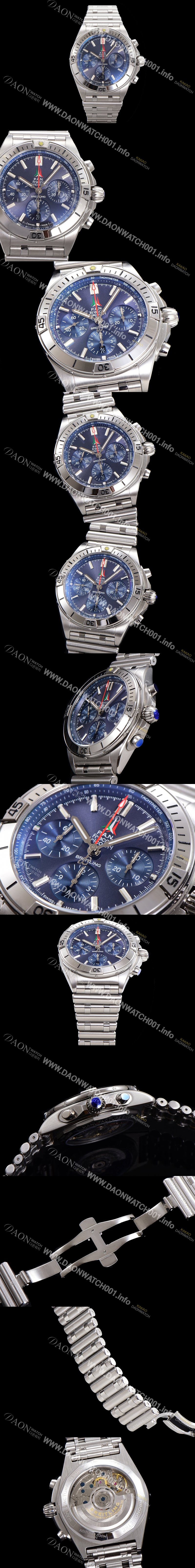 브라이틀링 남성용 크로노맷 B01 오토매틱 ETA7750-2 타입 42mm 메탈줄 블루다이얼 bre01957 Ⅳ