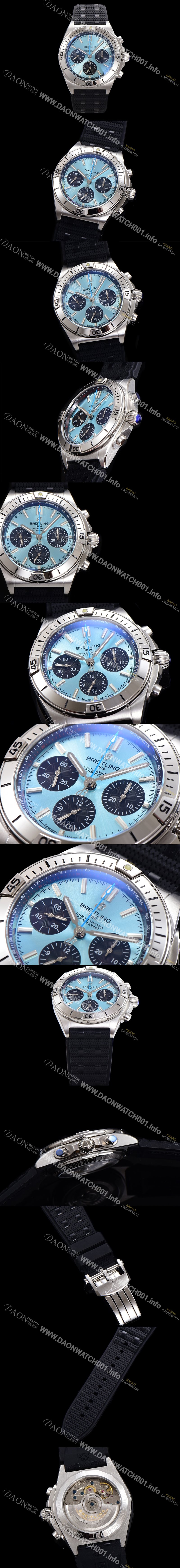브라이틀링 남성용 크로노맷 B01 오토매틱 ETA7750-2 타입 42mm 금장시계 우레탄줄 스카이블루다이얼 bre79236 Ⅳ