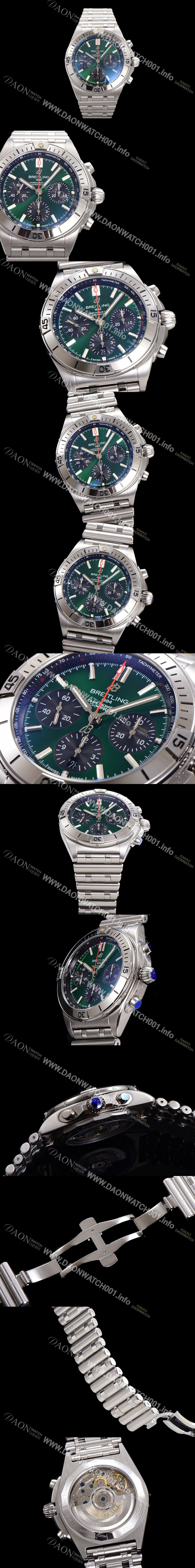 브라이틀링 남성용 크로노맷 B01 오토매틱 ETA7750-2 타입 42mm 메탈줄 그린다이얼 bre05296 Ⅳ