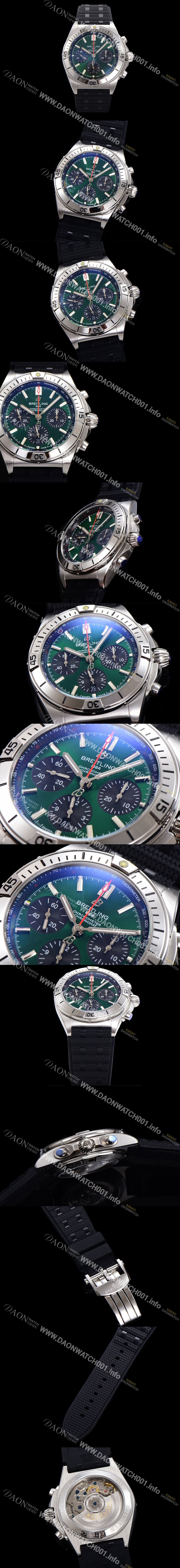 브라이틀링 남성용 크로노맷 B01 오토매틱 ETA7750-2 타입 42mm 금장시계 우레탄줄 그린다이얼 bre21436 Ⅳ
