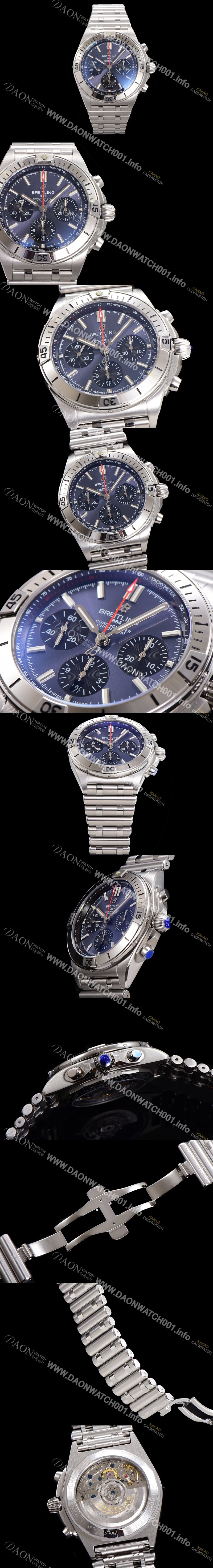 브라이틀링 남성용 크로노맷 B01 오토매틱 ETA7750-2 타입 42mm 메탈줄 블루 다이얼 bre70814 Ⅳ